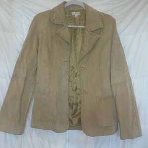 Charlotte Russe Blonde Leather Blazer Jacket Medium Whipstitch Lapel